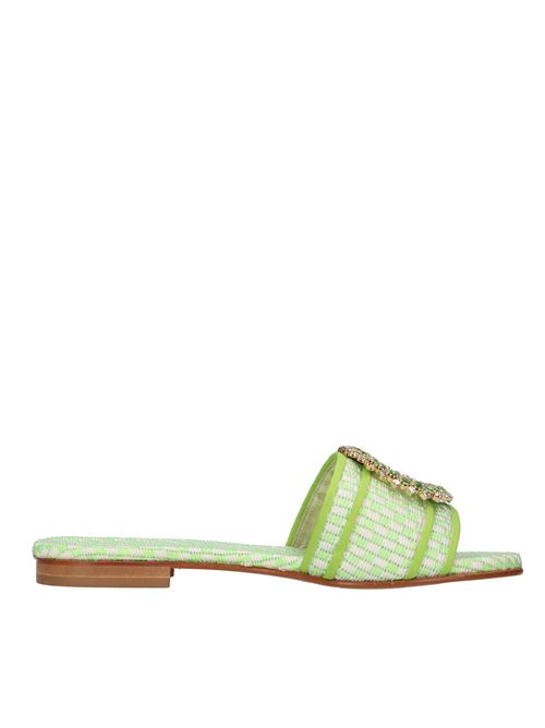 Mules in rafia e tessuto EMANUELA CARUSO | R02/BT10RAFIAQUADRVERDE-BIANCO